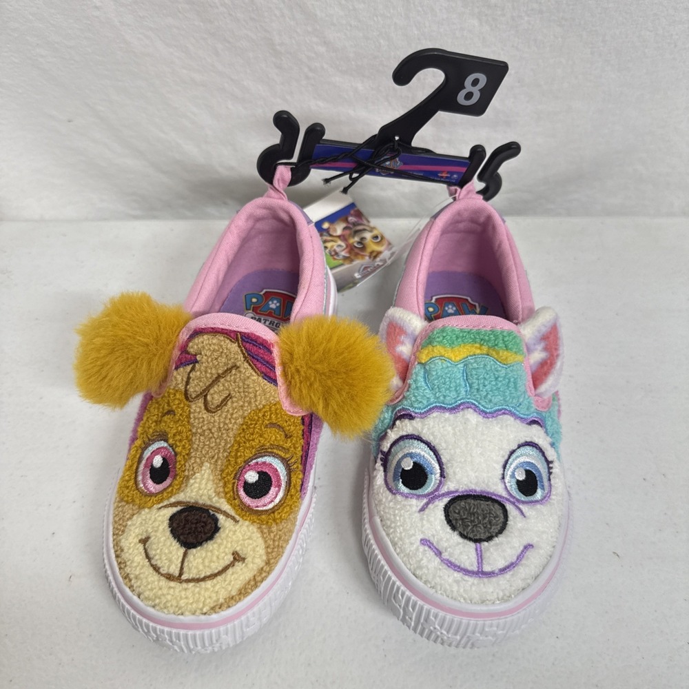 Paw Patrol Slip on fuzzy character toddler sneakers SIZE 8